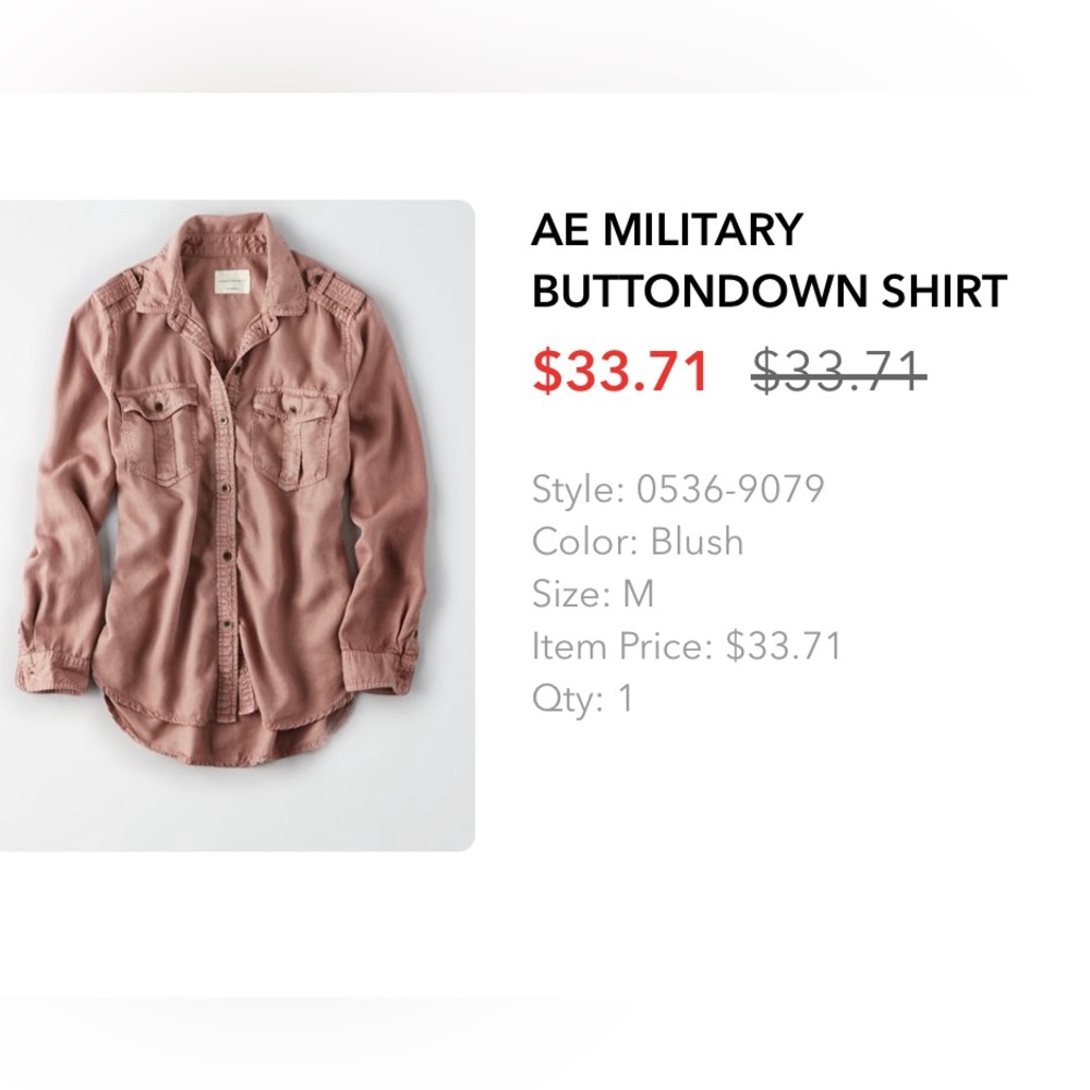 American Eagle Military Button Down Shirt